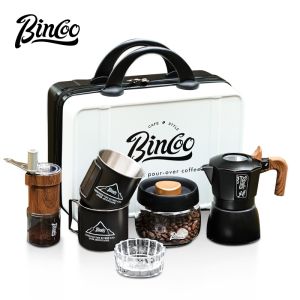 Bincoo ngoài trời ấm moka đặt pha Bình đựng cà phê van đôi nhà nhỏ Espresso khai thác máy pha cà phê cắm trại ngoài trời đặt 2 ly