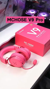 MCHOSE V9 Pro Wireless Gaming Headset 3 Modes Connection Wired 2.4g Wirelss Bluetooth 53mm Neodymium Drivers 7.1 Surround Sound Noise-Canceling Microphone E-Sports Headphone