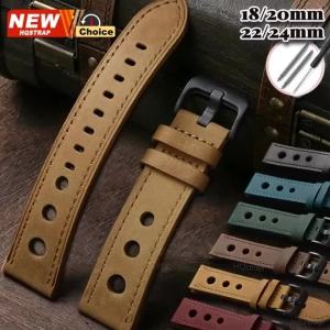 Dây Đeo Đồng Hồ Bằng Da Cổ Điển Mờ 18mm-24mm Dây Đeo Bằng Da Bò Màu Đen Dành Cho Dây Đeo Cổ Tay Thông Minh Tương Thích Với Đồng Hồ Truyền Thống Seiko Omega