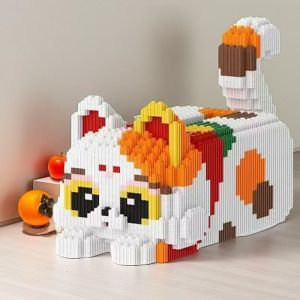 4614 Pieces of Three-Color Cat Tissue Box Building Blocks Decoration for Company Reception Living Room and Study Room Holiday Gifts School Rewards