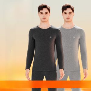 MiiOW | Mens Thermal Underwear Set Thickened Wool Silk Goose Down Fleece Lined Long Sleeve Long Pants Winter Warm Innerwear Ensemble