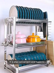 ICIC High Quality 2/3 Layer 304 Stainless Dish Rack with Drainer Pates Organizer Storage Kitchen Draining Racks