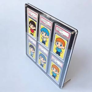Takara Tomy | 6-Slot Graded Card Stand Black Acrylic Display Holder for PTCG Rating Card Pokemon Yu-Gi-Oh Trading Cards Crystal Clear Edges