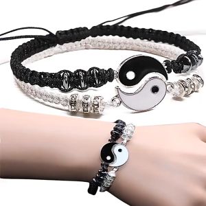 Bestella✨COD | Paduan Yin Dan Yang Taiji Gelang Sederhana Gosip Handmade Handmade Hand-Woven Tali Tali Perhiasan