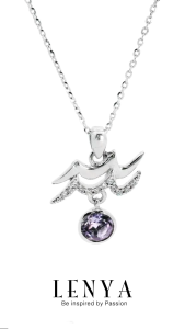 LENYA จี้ Zodiac พลอยอเมทิสต์ ราศีกุมภ์ เสริมความสงบ มีสติ มั่งคั่ง ตัวเรือนเงินแท้925 ชุบทองคำขาว