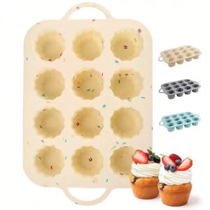 Silicone Muffin Pan Cup Cake Mold 12 Cups Non-stick Baking Molds with Handle for Making Muffin Cakes Tart Kitchen Accessories