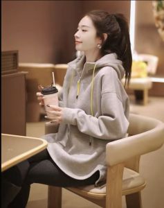 Elegant Long Red Hooded Thickened Warm Sweater