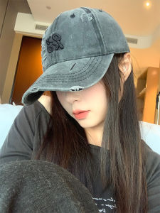 American vintage Washed Old Ripped Baseball Cap Women Spring and Summer Versatile Big Head Circumference Sun Protection Sun Shade Cricket-cap Hat for Men