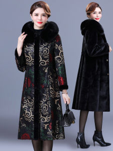 Double-Sided Wear Suede Fur Jacket Mid-Length plus Size Mom Coat Fashionable Winter Ethnic Style Integrated Leather And Fur Coat