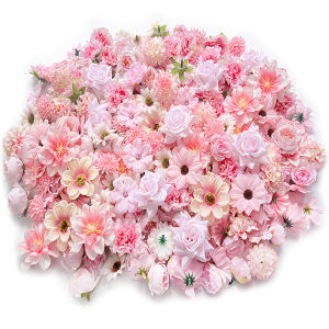 42Pcs/set mini Faux Pink Flower Bulk Silk Rose Artificial Flower Head Crafts DIY Home Party Wedding Decoration Accessories