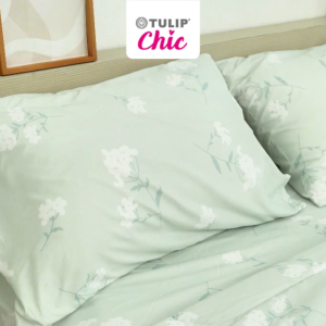 TULIP CHIC พิมพ์ลาย CHIC P12 พิมพ์ลายดอกไม้ป่า โทนสีเขียว ชุดผ้าปู ผ้าห่มนวม สไตล์มินิมอล สัมผัสนุ่มไม่ระคายผิว