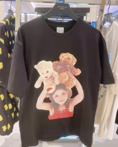 Korea ADLV Original 【🇲🇾Ready Stock】Men and Women Girl in Red Teddy Bear Graphic Oversized Short-sleeved T-shirts Fashion Tee Top