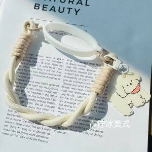 Portable Knitted Doggie Handle Cord Cup Holder Suitable for 6-10cm Cups And Milk Bottles Cuter in Beige Color Handy And Convenient