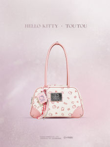 Toutou&Hellokitty Large Capacity Bowling Boston Bag Handbag Shoulder Bag Casual Simple Style Soft PU Leather Womens Bag