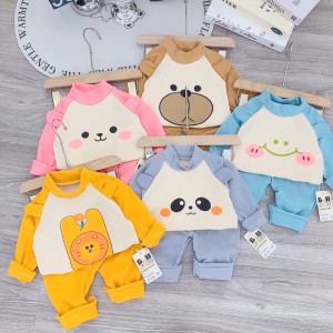 [M3] Bộ Dài Tay Thu Đông Cổ Cao Tai Nổi Bé Trai Bé Gái Quần Áo Trẻ Em Chất Len Tăm Đũa Dầy Ấm Mềm Mịn Cho Bé 6-16Kg