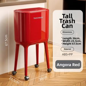 TAOCHUAN | Wheeled Moveable Tall Easy-to-Empty Lid Big Capacity Trash Bin 20L