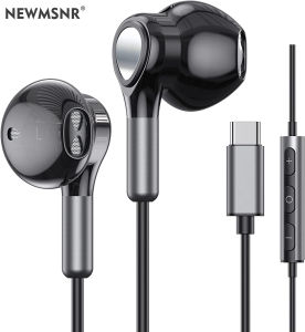 (Fit For Samsung) Newmsnr 32Bit Digital 9D TYPE-C Earphones With HD Microphone Headset 14mm Moving Coil Super Bass In Ear Headphones Magnetic Design Earphone BES/DAC Gaming Headset Waterproof Sweatproof Earbuds Volume Cotrol High Quality Headphone