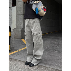 Quần Dài Công Sở Ống Rộng Phong Cách Đường Phố Mỹ Nhiều Túi Cho Nam Và Nữ Quần Dài Thường Ngày Có Nếp Gấp Quần Dài Cotton