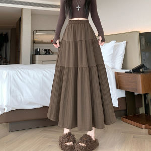 กระโปรงสั้นทรงเอผ้าขนสัตว์เอวสูงสำหรับผู้หญิง ฤดูใบไม้ร่วง/ฤดูหนาว กระโปรงยาวปานกลางทรงเค้กแบบใหม่ กระโปรงทรงสั้น กระโปรงทรงเอ กระโปรงทรงสั้น