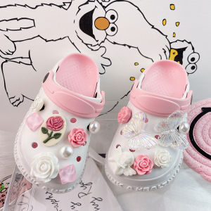 Princess Style Childrens Indoor Slippers Soft Bottom Hole Design Summer Shoes Comfortable Walking Feeling Cute Cartoon Elements