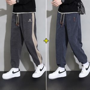 ROMON | Lormen Mens Corduroy Casual Pants Loose Sporty Workwear Long Trousers Snug Fit Sweatpants Fashionable Urban Style Autumn