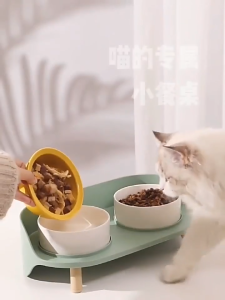 "Local Stock" Ceramic Cat Bowl Protects Neck Health Cat Food Bowl Pet Food and Water Bowl Double Bowl for Cats and Dogs