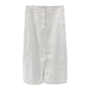White Linen High Waist Midi Skirt Womens Summer Casual Loose Split Korean Style Commute Pure Color Skirts