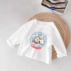 100% Pure Cotton Kids Boys and Girls Long Sleeve T-Shirt Bottoming Shirt 2024 Spring & Fall New Arrival Casual Baby Inner Wear Blouse