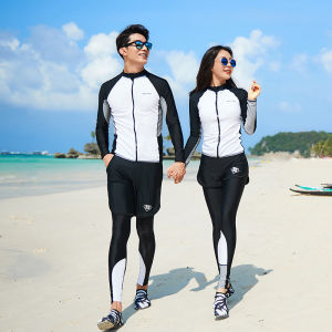 Mohan Korean 5-Piece Swimsuit Couple Diving Suit Coat Zipper Sunscreen Rash guards Snorkeling Suit Jellyfish Long Sleeve Swimsuit Men