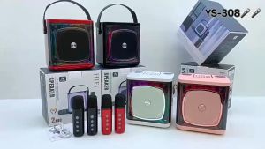 Wireless Bluetooth Speaker Dual Microphone Professional Speaker Smart External 3D Stereo Surround LED Home Edition Karaoke Machine