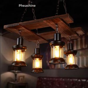Pheashine | Industrial Style Retro Real Wood Chandelier