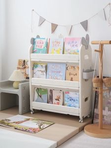 INSTOCK - 2 WAYS Cute Bunny Space Saver Cabinet Storage Box Bookshelf Double Space 4 Wheels Storage Cabinet Toys Organizer Shelf Rack Cabinet Storage Box Book Organizer Storage Shelf