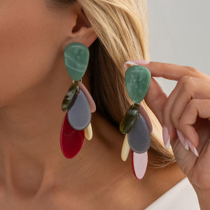 Ingemark | Ingemark Vintage Colorful Resin Tassel Drop Earrings for Women Boho Irregular Geometric Acrylic Pendant Earrings Y2K Accessories
