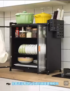 Dish Cabinet Rack | Multifunctional Kitchen Countertop Drain Storage Rack | Dish and Knife Rack Storage Box | Rak Kabinet Pinggan