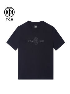 TCH Luxury Trendy Brand Spring 2025 Short Sleeve Glitter Letter T-Shirt Womens Fashionable Cotton round Neck Pure Color T69C108028