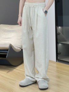 Quần Ống Rộng Phong Cách Nhật Bản Mùa Hè Mỏng Rộng Rãi Thoải Mái Vải Cotton Pha Lanh Quần Dài Thường Ngày Cho Nam