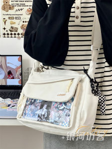 กระเป๋าสะพายข้างใสแบบน่ารักสำหรับนักเรียนผู้หญิง กระเป๋าถือแบบลำลองแบบยูนิเซ็กซ์ กระเป๋าถือแบบมีซิปปิด กระเป๋าถือแบบยืดหยุ่น