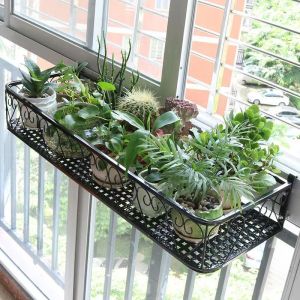 50/60/80CM hanging plant rack railing outdoor balcony deck flower pot storage rack storage rack