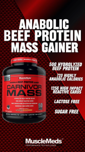 Musclemeds Carnivor Mass Beef Protein (2.72kg) - Mass Gainer Weight Gainer Sugar Free Lactose Free Cholesterol Free