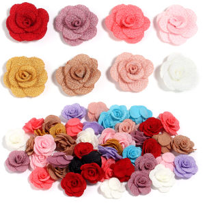10Pcs 3cm Fabirc Rose Flowers Handmade Colorful Small Jute Fabric Rose Flowers For DIY Clothing Crafts Decoration Accessories