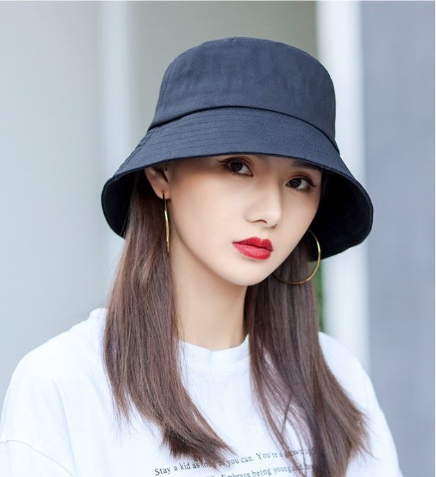 Bucket Hat Men Women Unisex Hat Korean Fashion Sun Hat Outdoor Hat  Fisherman Hat Cap Cotton Plain Summer Topi Wanita