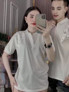 Áo thun nam cổ trụ thêu họa tiết chuẩn shop thời trang cao cấp