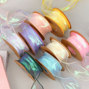 4CM Iridescent Ribbon Fishtail Yarn Roll for Flower Bouquet Gift Box Party Decoration DIY
