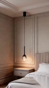 Modern LED Bedside Chandelier 110-220V Aluminum 3 Colors Light Bedroom Bar Restaurant Modern Simple Moon Shape Cable Lamp