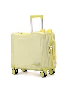 20 Inch Childrens Travel Suitcase Cat Ears Riding Box Silent Universal Wheels Boarding Box with Stickers Cartoon with Pedals