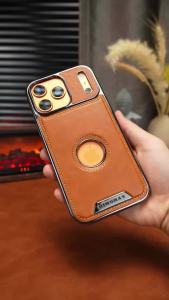 Electroplated PU Leather Magnetic Phone Case For iPhone 17 Pro Max Air 16 16e 15 14 Plus 13 12 Logo Visible For Magsafe Cover