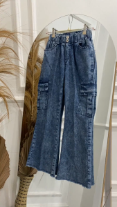 Meltz.id - Celana Cutbray Cargo Jeans Snow Panjang Anak Perempuan