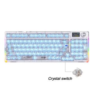 AULA F98 Pro V3 TFT Screen Tri-Mode Wireless Mechanical Keyboard RGB Backlit Hot-swap Gasket Structure 98% Layout Transparent Ke