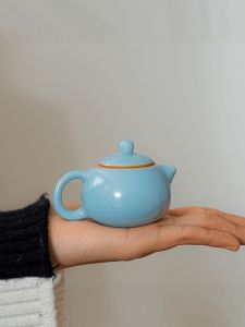 Miniature Ruyao Tea Pot Finger Tip Pot Small Capacity One Person Use Tea Pet Tea Play Ornament Can Cultivate Crack Small Size XiShi Pot