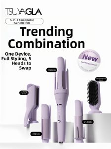 tsuyagla | 5-in-1 Negative Ion Curling Wand No Damage to Hair For Straight and Curly Hairstyles